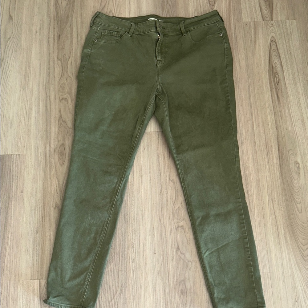 Old Navy Rockstar Super Skinny Denim Jeans 10 Green Pants Military Casual